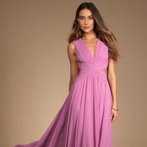 Lulus Vivid Imagination Lilac Cutout Maxi Dress Pink - Size S